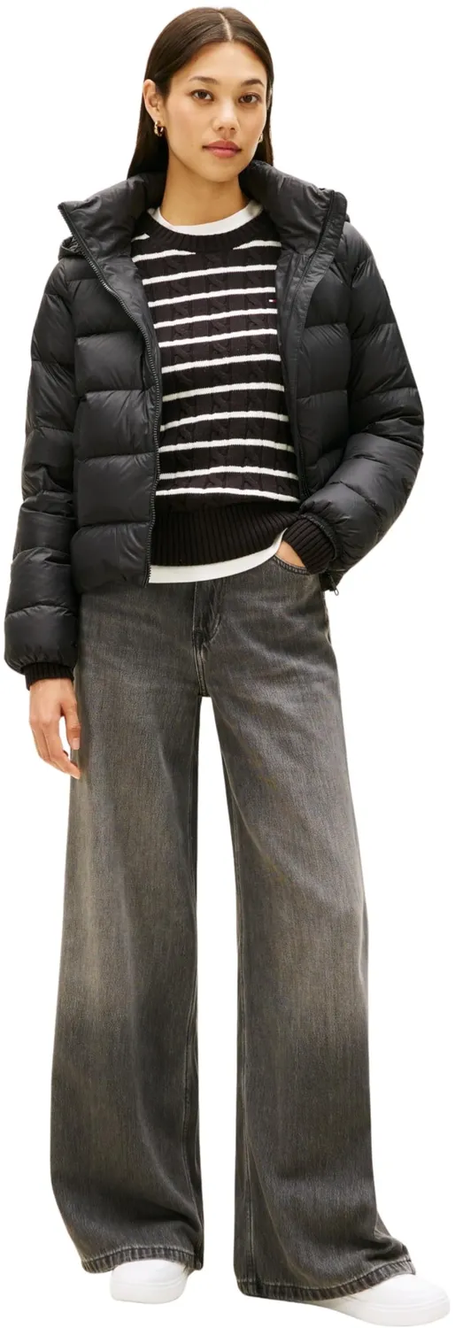 Tommy Hilfiger Down Casual Piumino Donna Nero con Cappuccio M