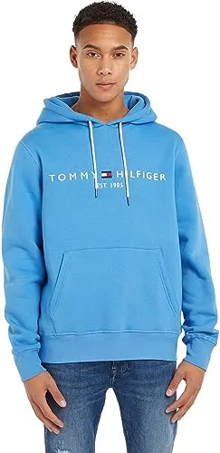 Tommy Hilfiger felpa hoodie uomo L blu Deep Indigo logo