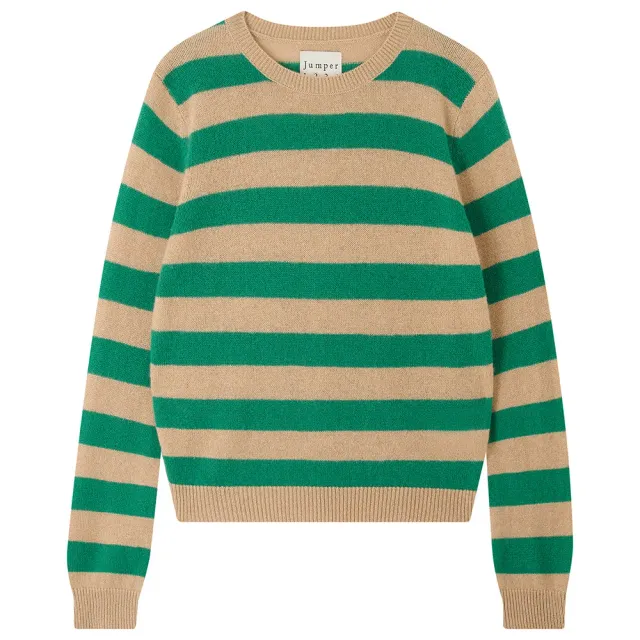 Jumper 1234 Stripe Crew maglione cashmere cammello verde t2
