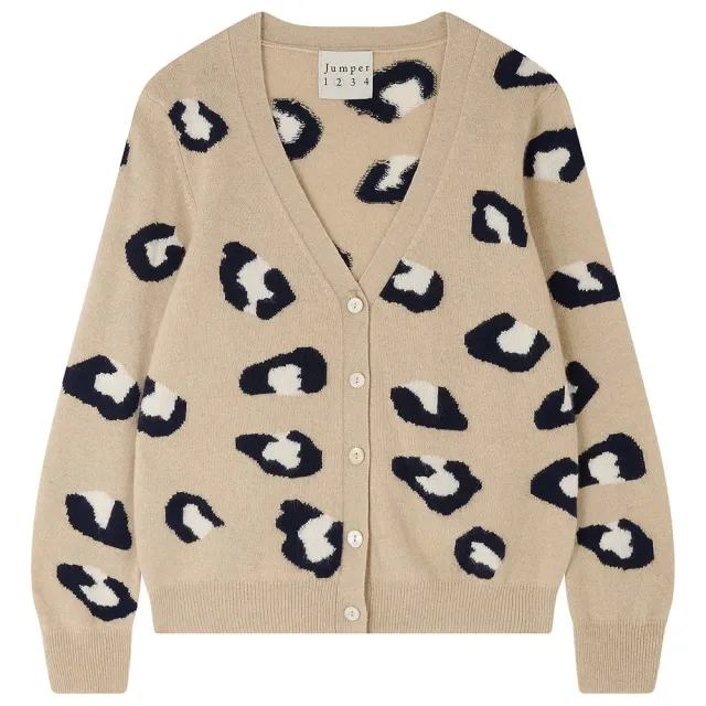 Jumper 1234 Leopard cardigan cashmere cammello maculato