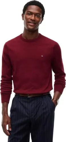 Tommy Hilfiger Essential maglione girocollo borgogna S cotone