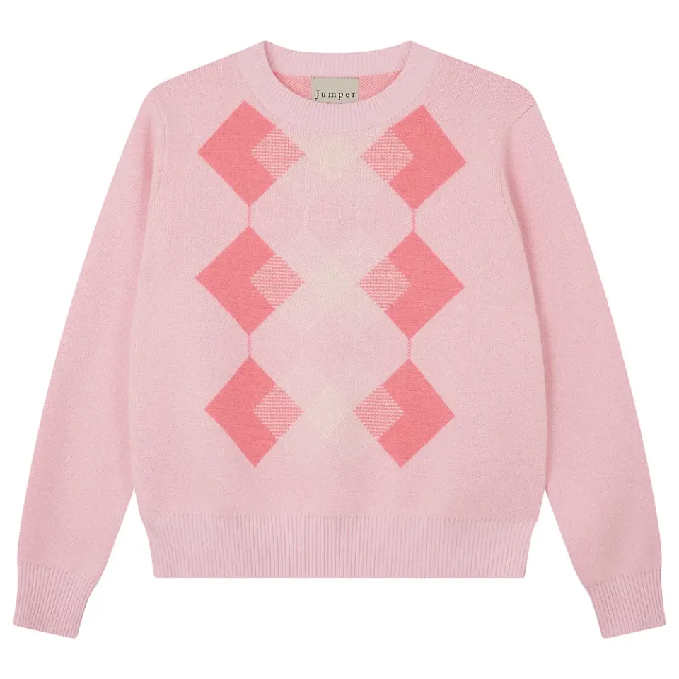 Jumper 1234 Faded Argyle maglione rosa cashmere lana