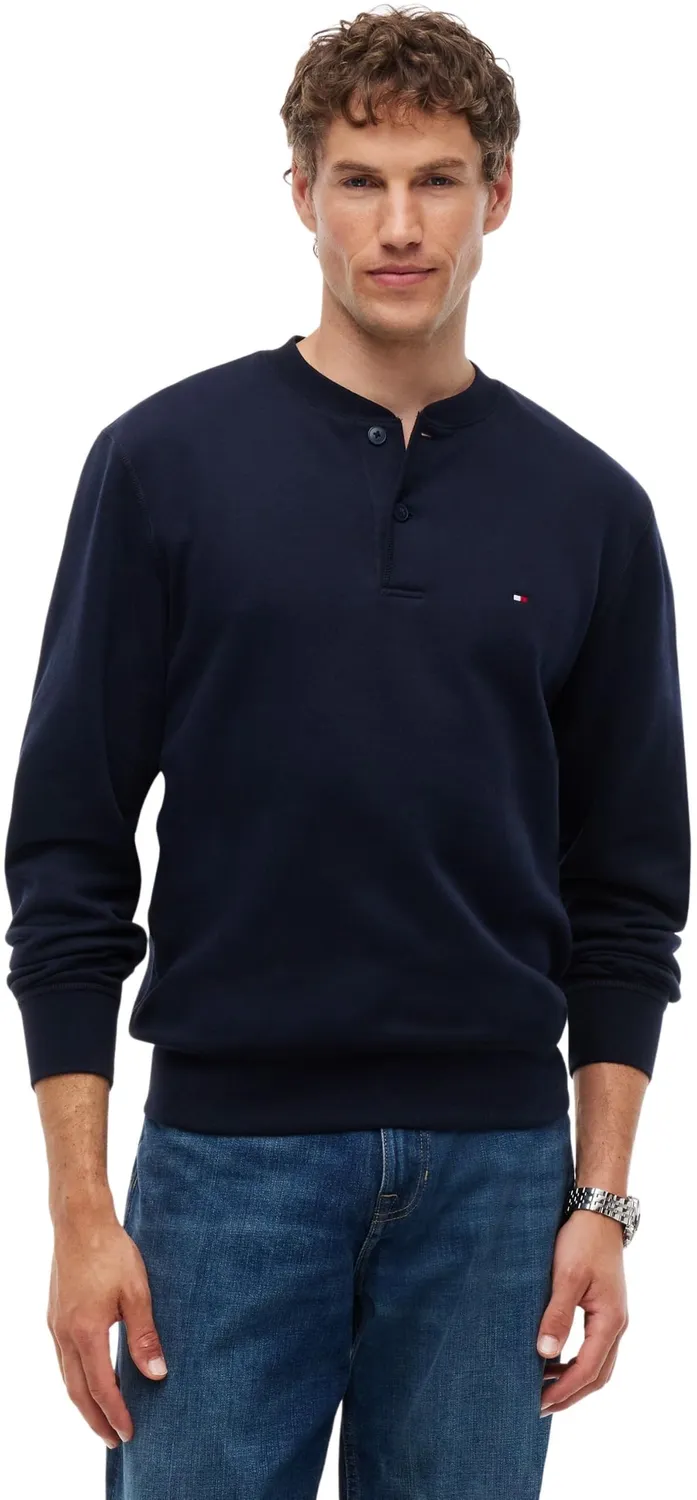Tommy Hilfiger Essential Fleece MW0MW44933 henley uomo blu pile