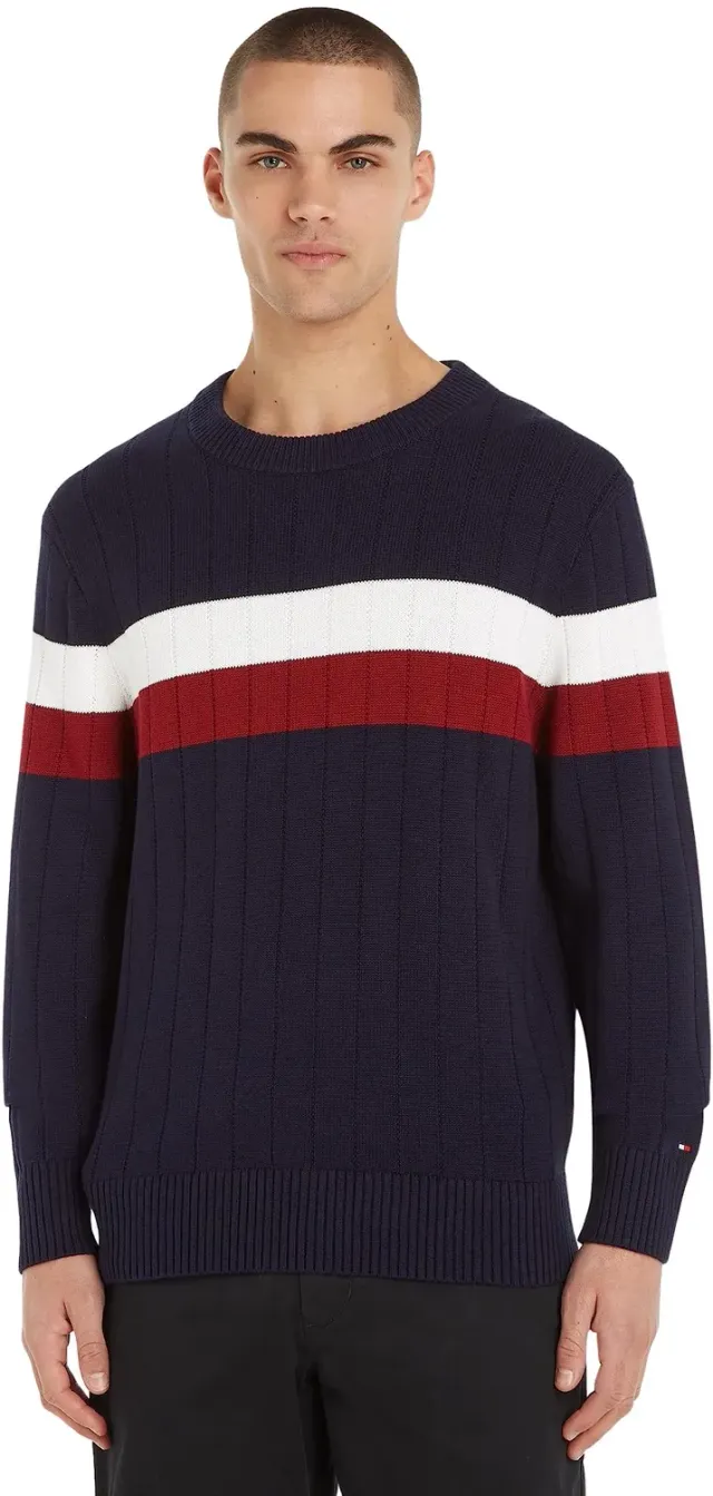 Tommy Hilfiger Colourblock MW0MW33094 Maglione Uomo XS Bianco