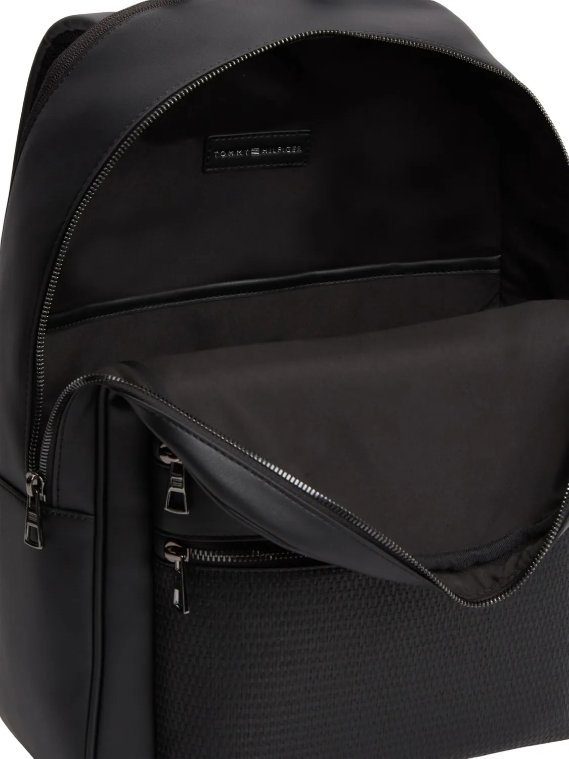 Tommy Hilfiger Woven zaino nero tasca esterna