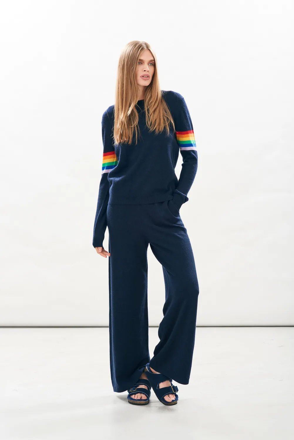 Jumper 1234 Rainbow Arms Crew maglia navy cashmere