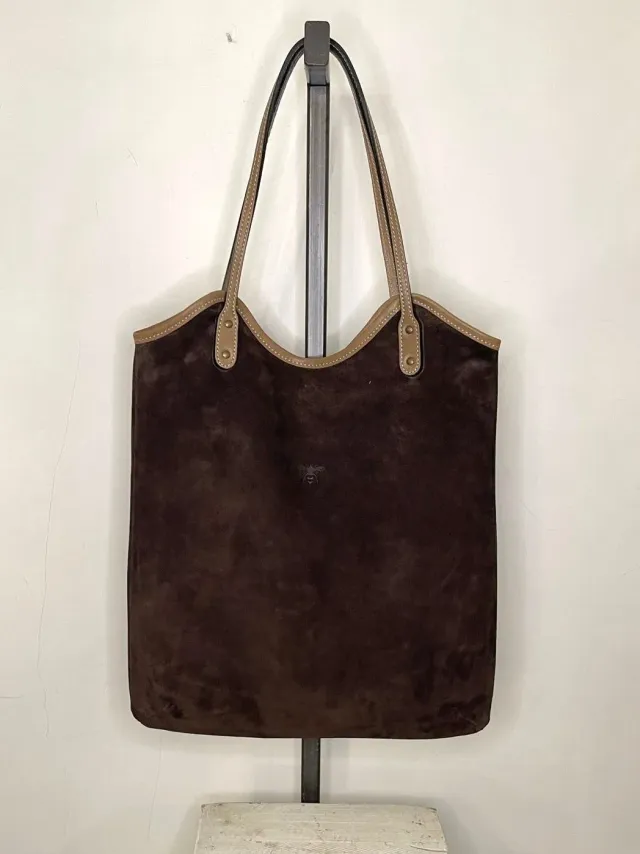 LOL Roma Irma borsa spalla pelle suede testa di moro