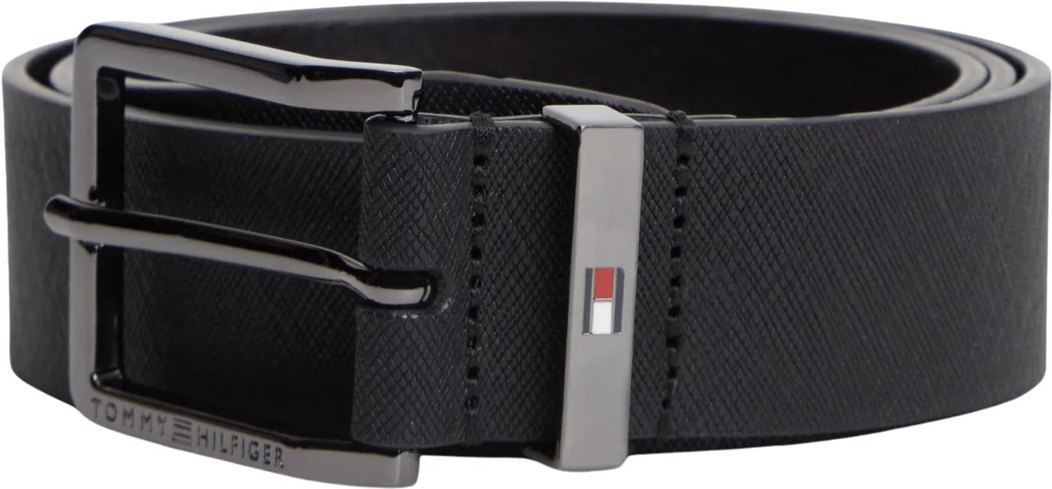 Tommy Hilfiger Oliver Saffiano AM0AM14573 cintura uomo 95 cm testa di moro