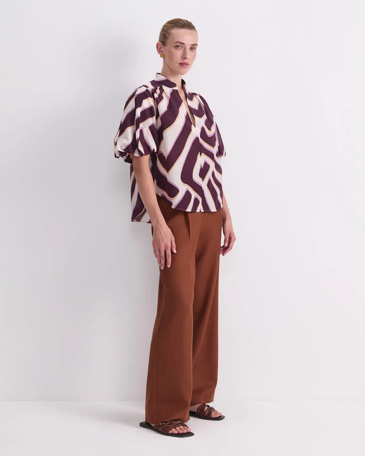 Sportscraft Penny blusa cotone seta manica corta fantasia