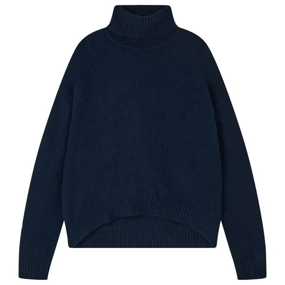Jumper 1234 Cashmere Oversize Roll Collar maglione navy