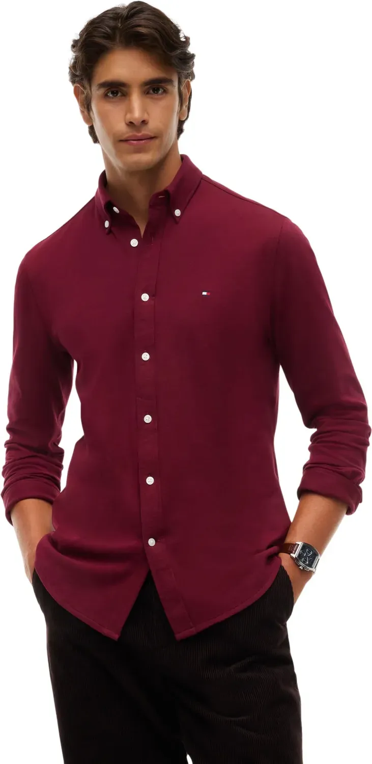 Tommy Hilfiger Knitted MW0MW44587 camicia uomo maglia blu