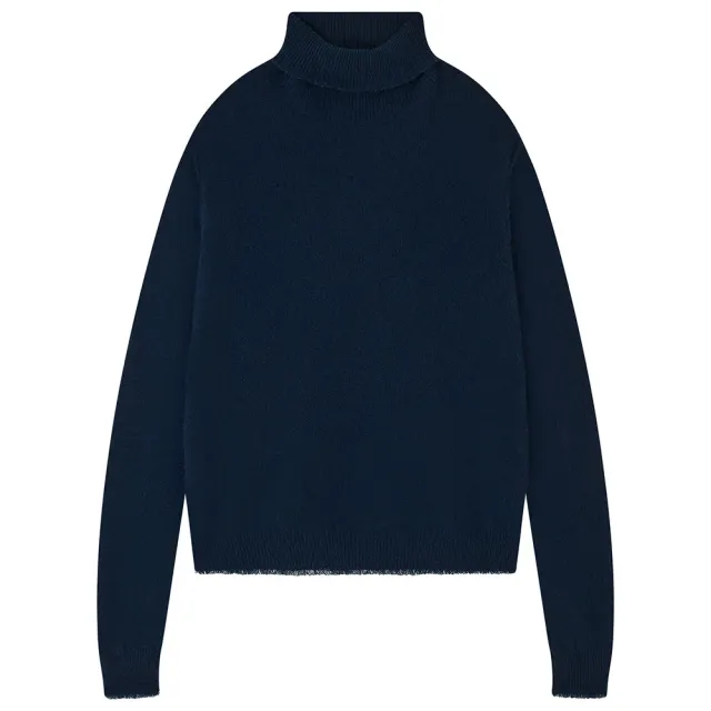 Jumper 1234 Cashmere Distressed Roll Collar maglione blu cashmere