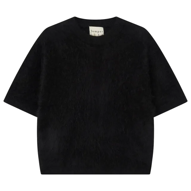 Jumper 1234 Brushed T-shirt maglia nera spazzolata oversize