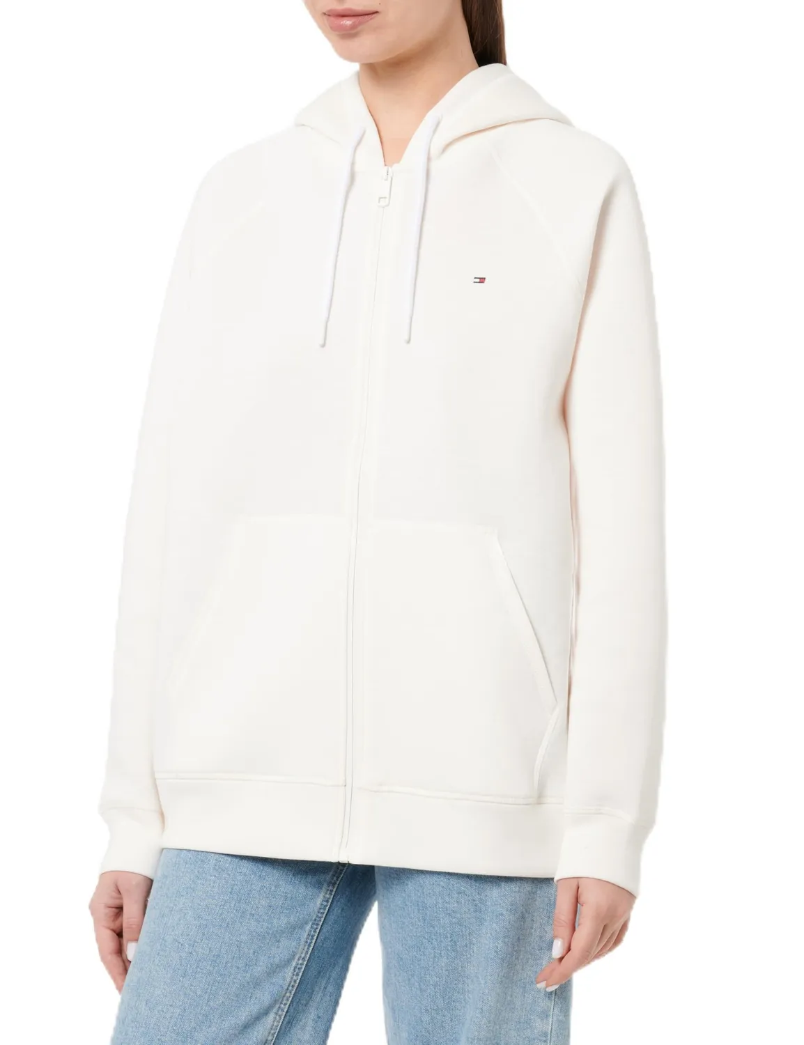 Tommy Hilfiger Felpa Donna Oversize Zip Bianco Ancient White