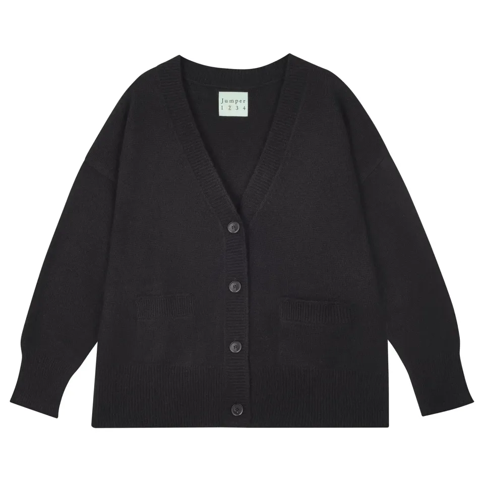 Jumper 1234 Boyfriend Heavy cardigan cashmere nero pesante