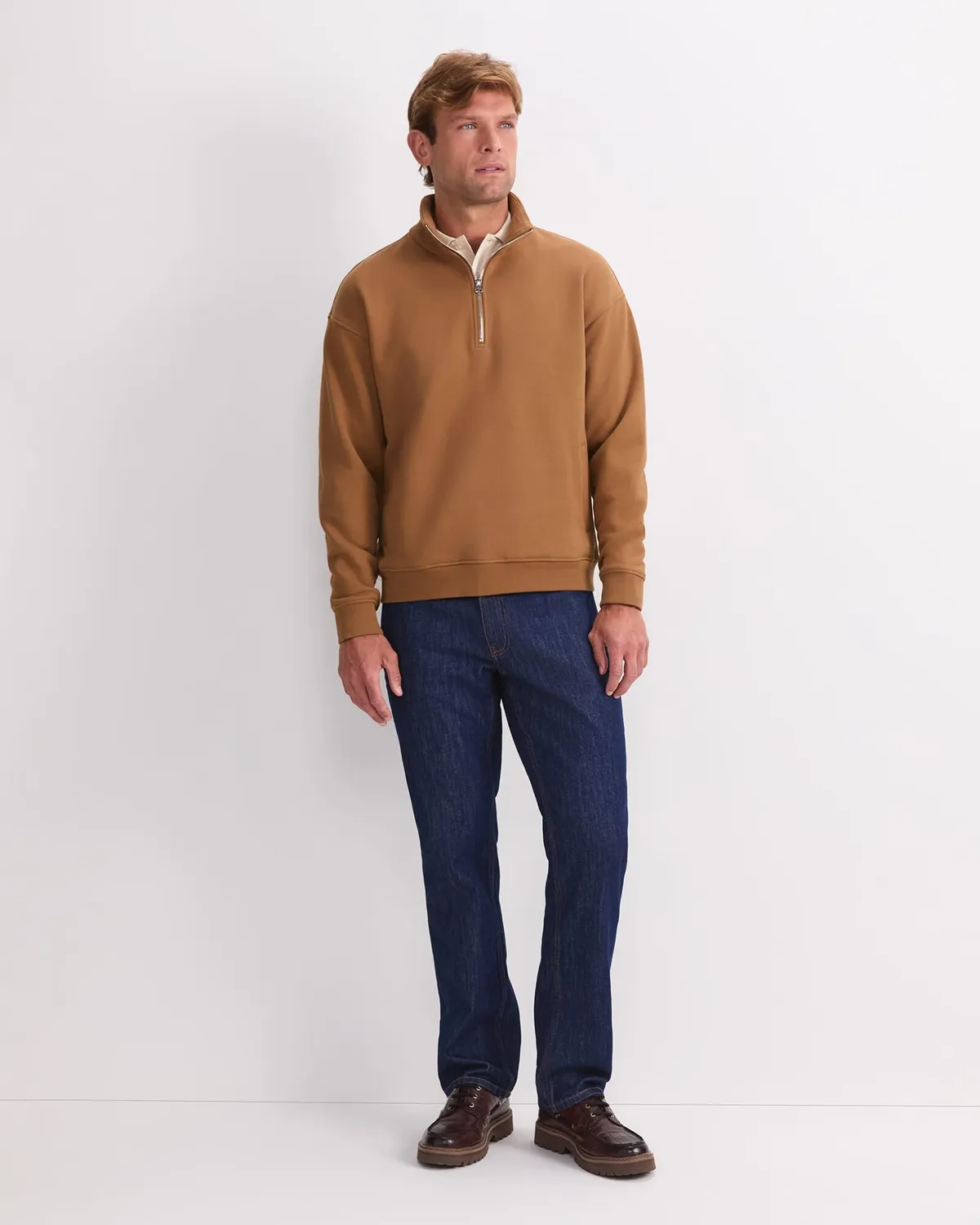 Sportscraft Quarter Zip felpa cotone uomo mezza zip