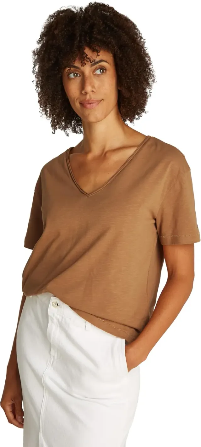 Tommy Hilfiger T-Shirt Scollo a V Beige Safari Canvas XL