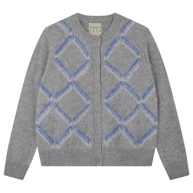 Jumper 1234 Argyle cardigan cashmere grigio