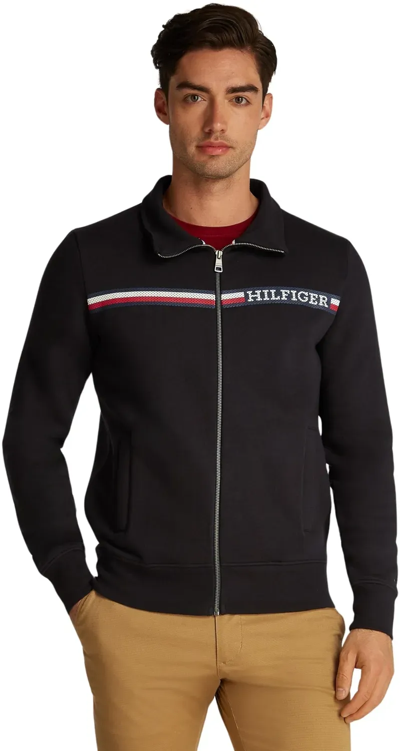 Tommy Hilfiger Chest Stripe Zip Through felpa uomo blu