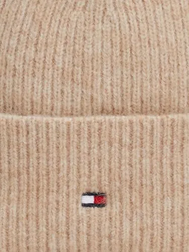 Tommy Hilfiger Essential Flag beanie beige donna fuzzy