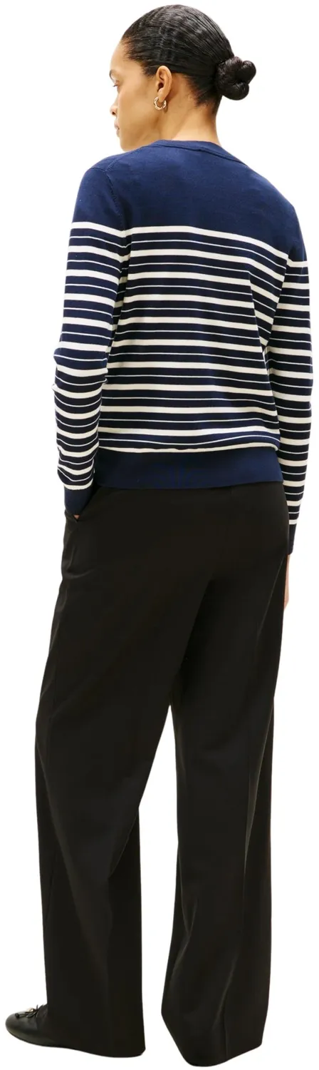 Tommy Hilfiger Pullover Jersey Fine Scollo Rotondo maglione donna Vessel Blue