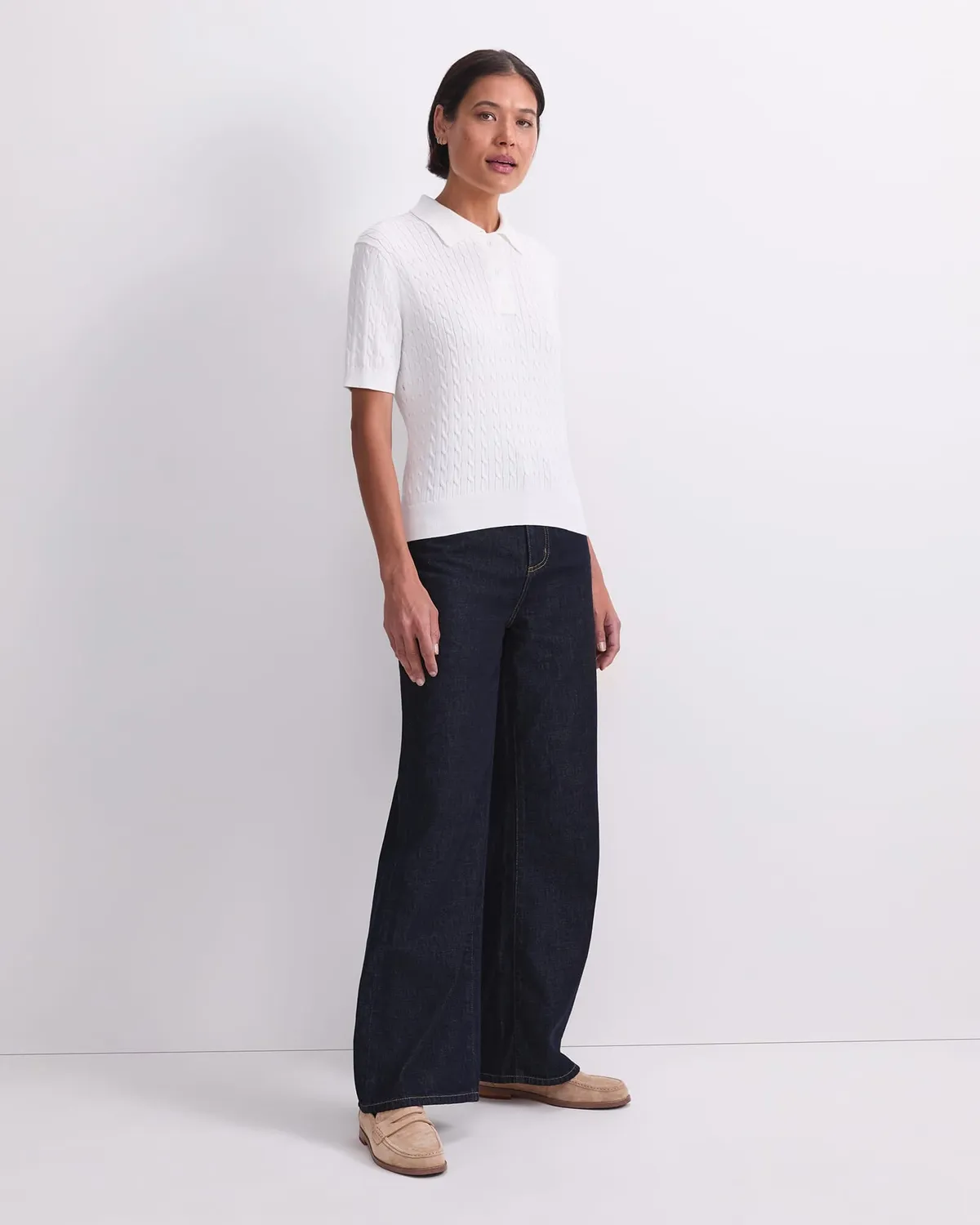 Sportscraft Chiffon Cotton Cable Polo donna in cotone