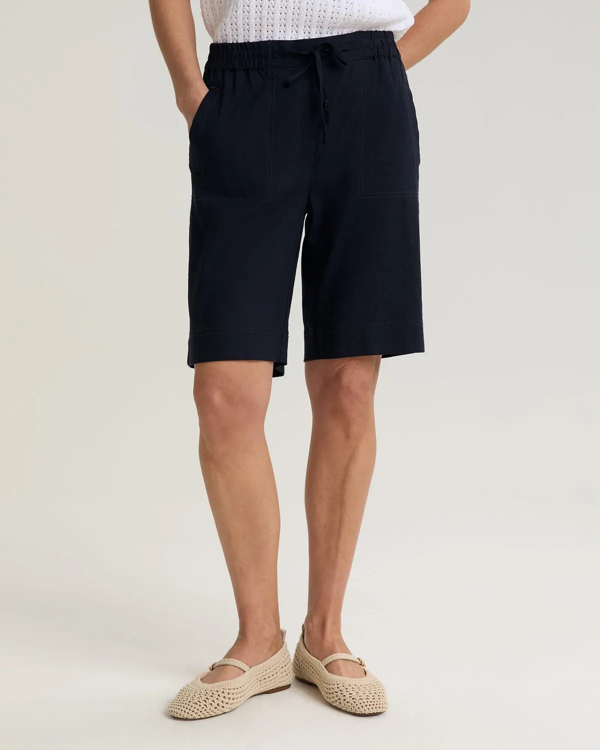 Sportscraft Rosa shorts lino donna elastico