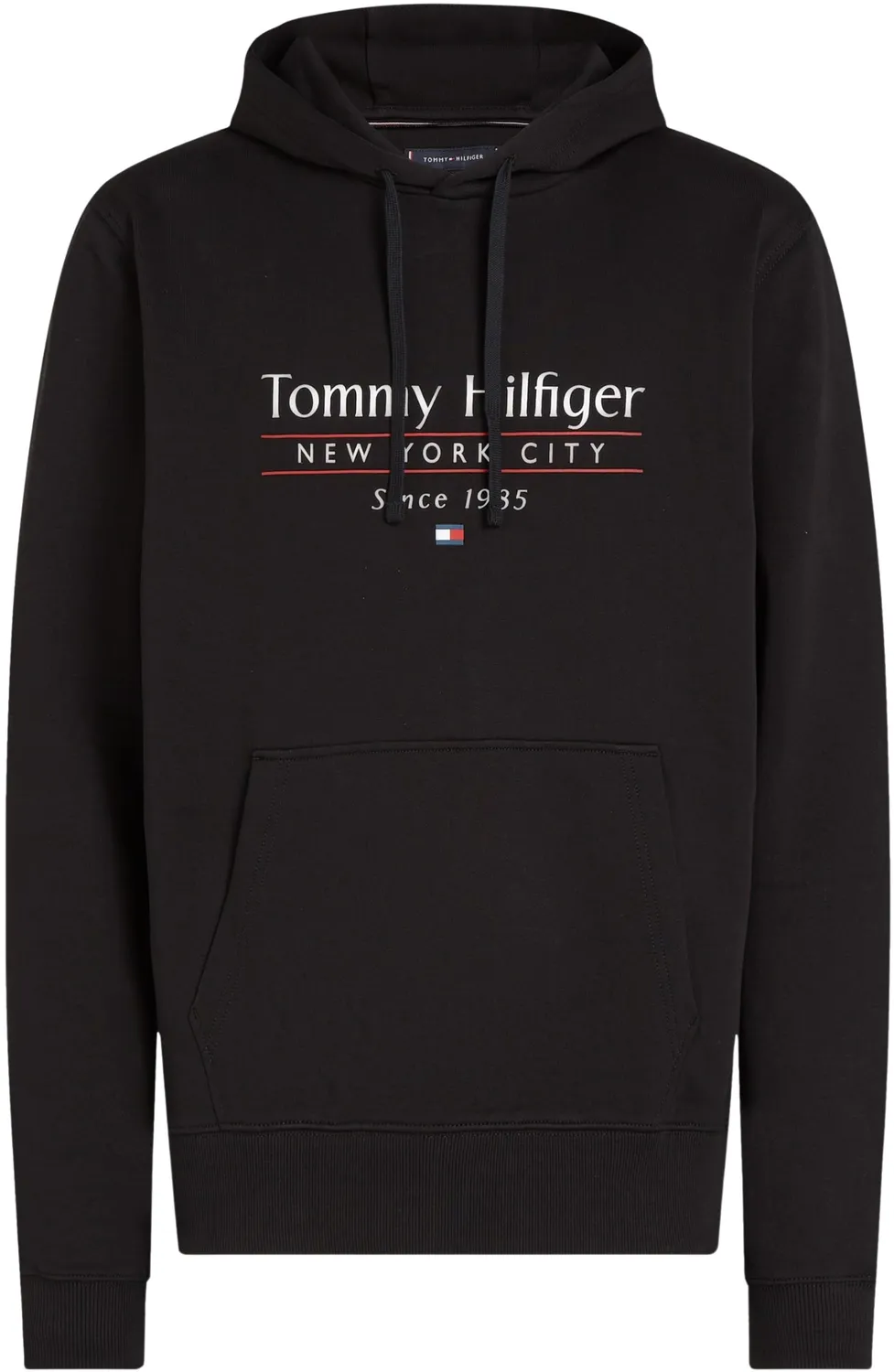 Tommy Hilfiger Center Stack felpa uomo nera cappuccio