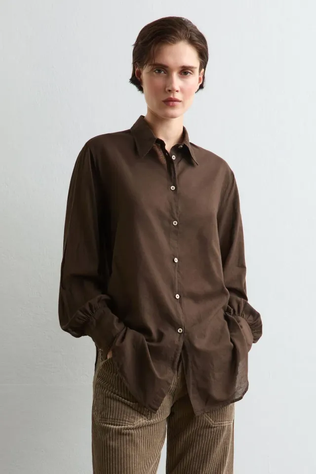 Massimo Alba Anna Camicia Donna Chicory Coffee Cashmere