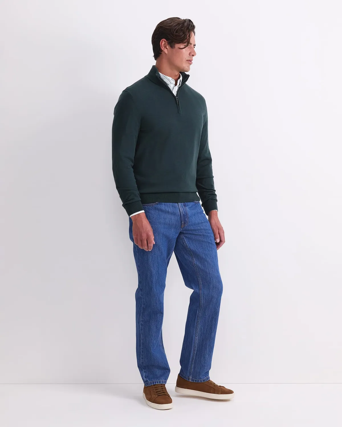 Sportscraft Merino maglione uomo lana zip corta