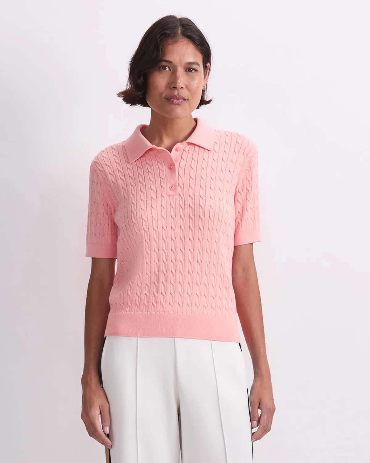 Sportscraft Chiffon Cotton Cable polo maglia donna cotone