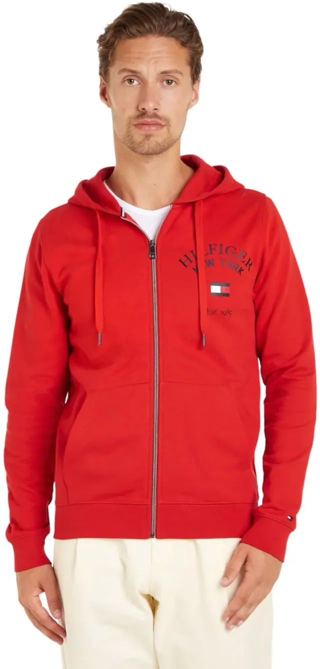 Tommy Hilfiger felpa cappuccio zip uomo Desert Sky cotone