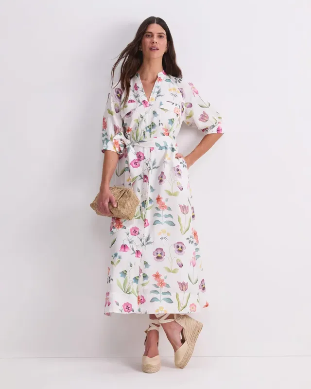 Sportscraft Floral Majesty Liberty abito midi lino