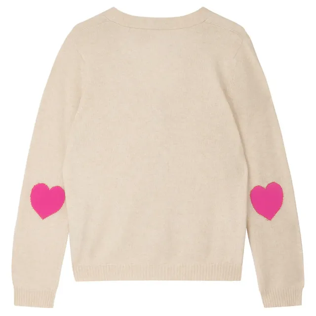 Jumper 1234 Heart Patch cardigan cashmere oatmeal rosa