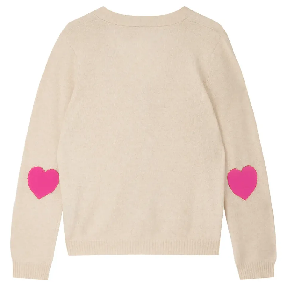 Jumper 1234 Heart Patch cardigan cashmere oatmeal rosa