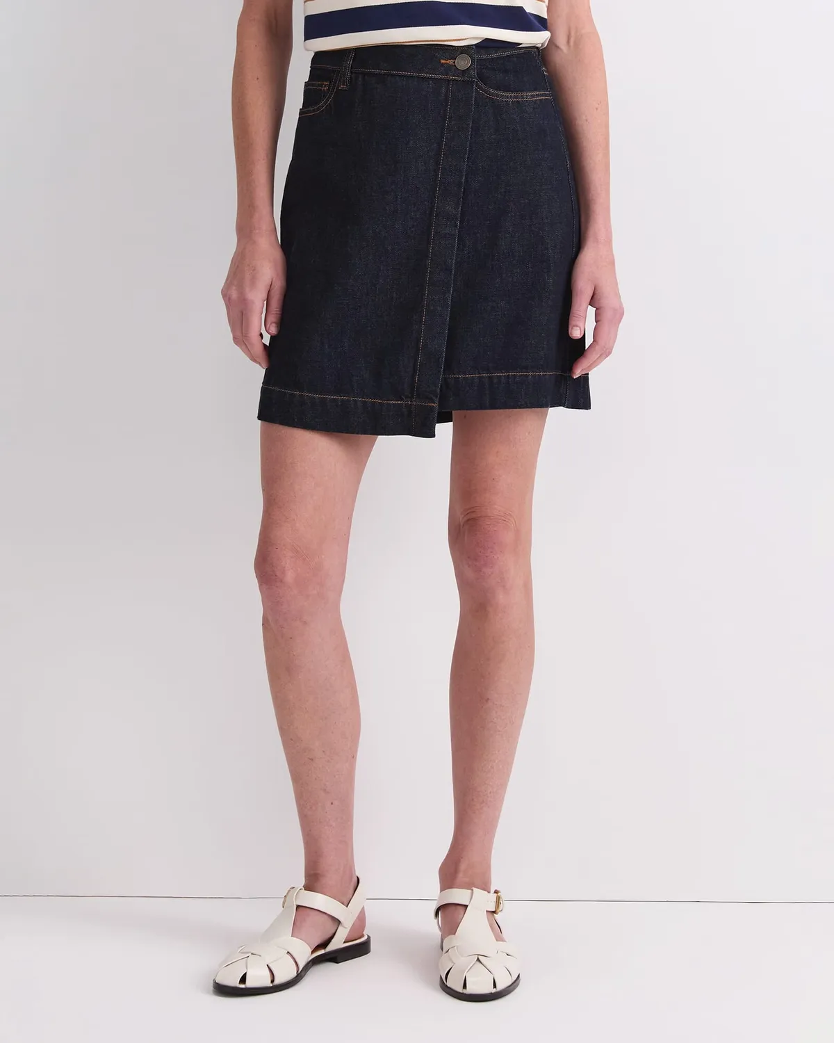Sportscraft Simmi Denim Wrap gonna jeans indaco