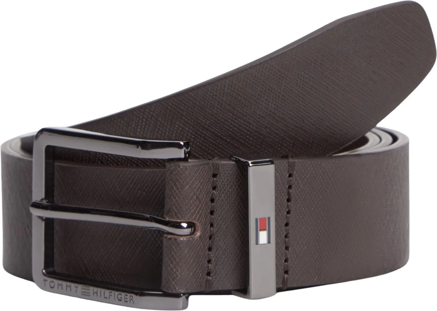 Tommy Hilfiger Oliver Saffiano AM0AM14573 cintura uomo 95 cm testa di moro