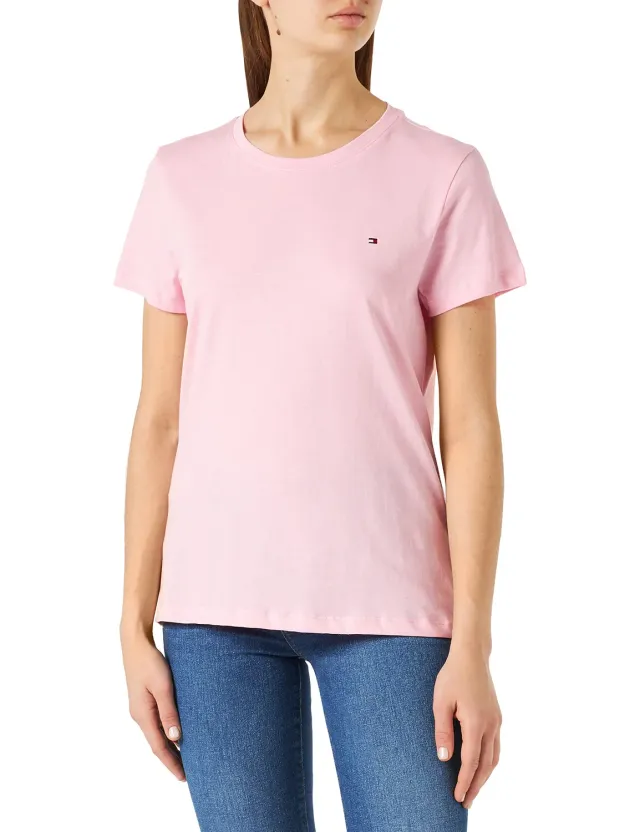 Tommy Hilfiger New Crew Neck Tee Slim t-shirt donna rosa 3XL