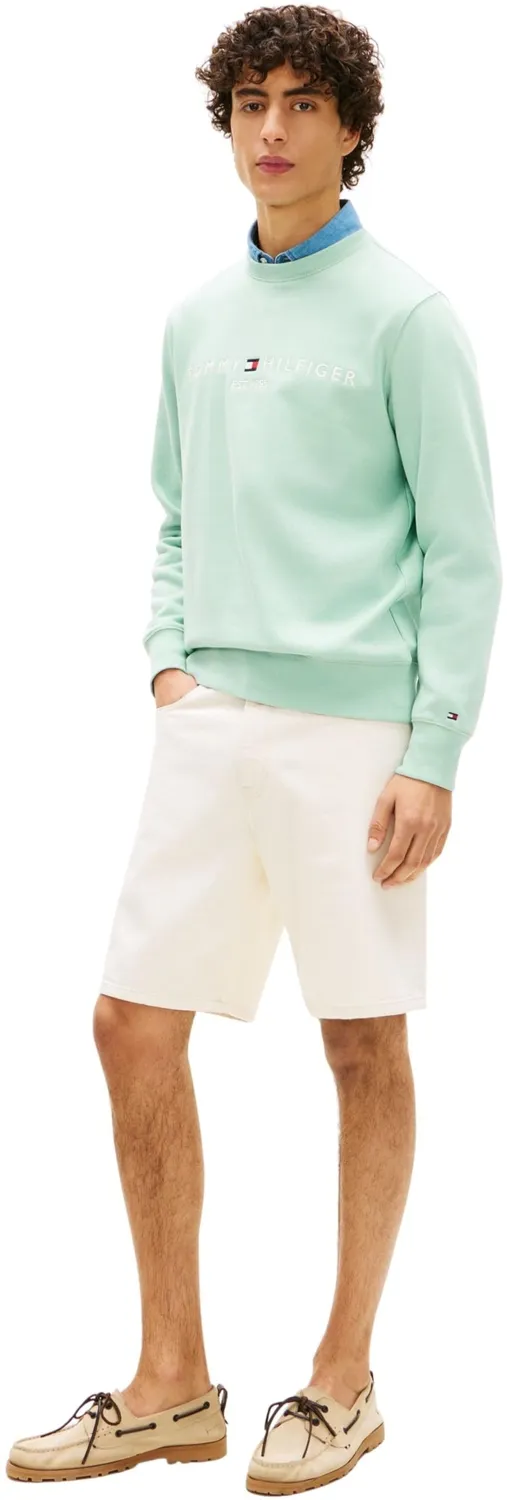 Tommy felpa logo uomo verde Crushed Mint L girocollo