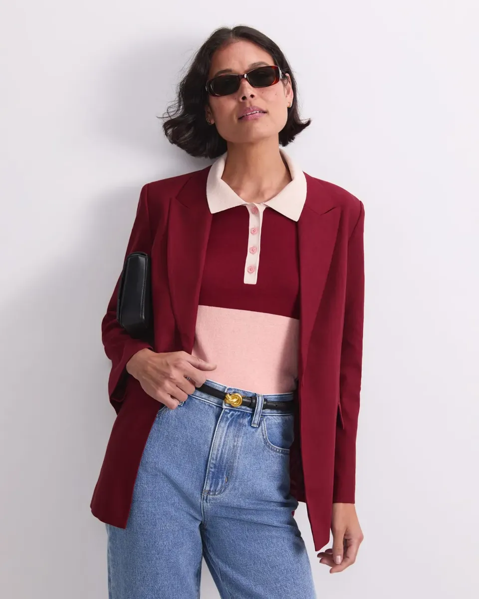 Sportscraft Rosa blazer donna monopetto tessuto sartoriale