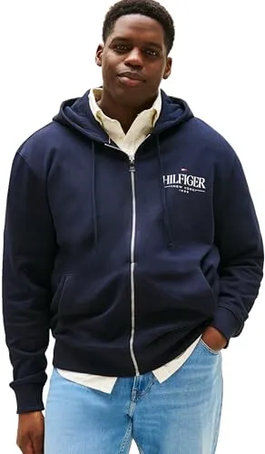 Tommy Hilfiger Stacked Felpa Uomo Zip XXL Blu Desert Sky
