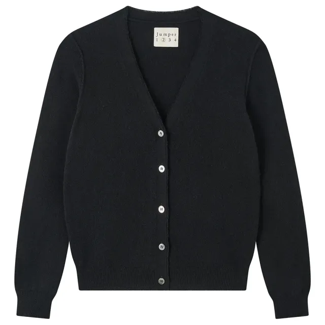 Jumper 1234 Distressed Vee cardigan cashmere nero
