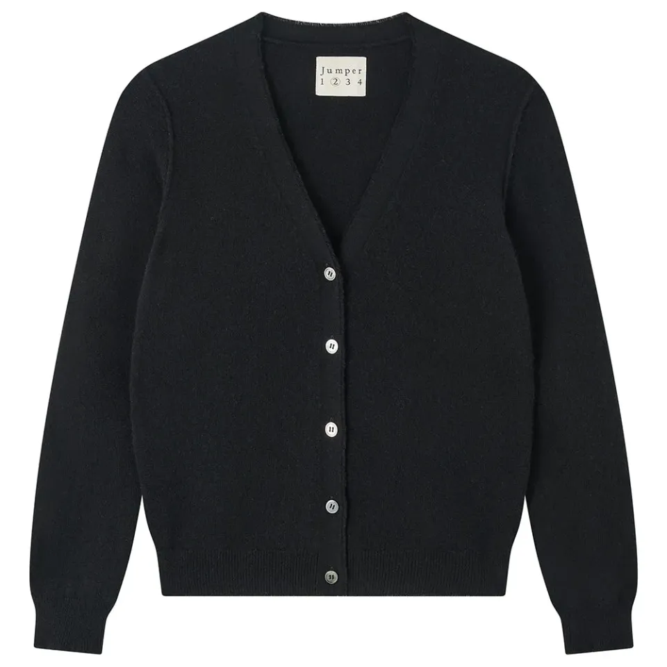 Jumper 1234 Distressed Vee cardigan cashmere nero