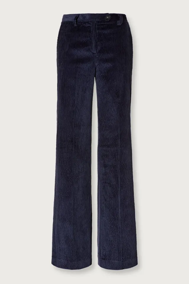 Massimo Alba Lamna pantaloni velluto blu palazzo