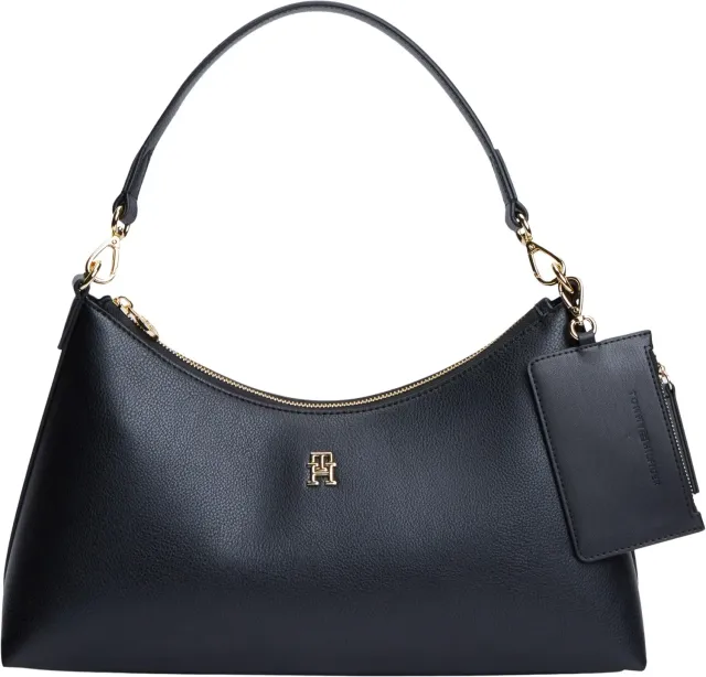 Tommy Hilfiger Icon Borsa a Spalla Donna Nera Monete