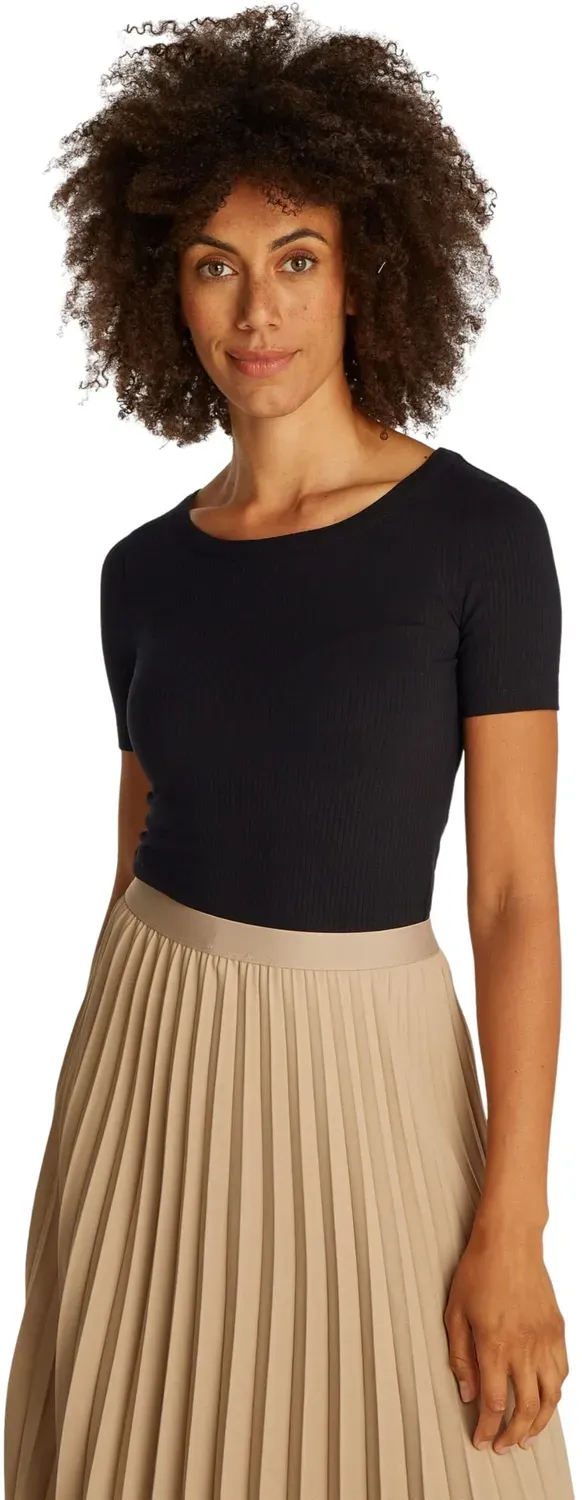 Tommy Hilfiger 5X2 Rib Slim Fit t-shirt donna S nera