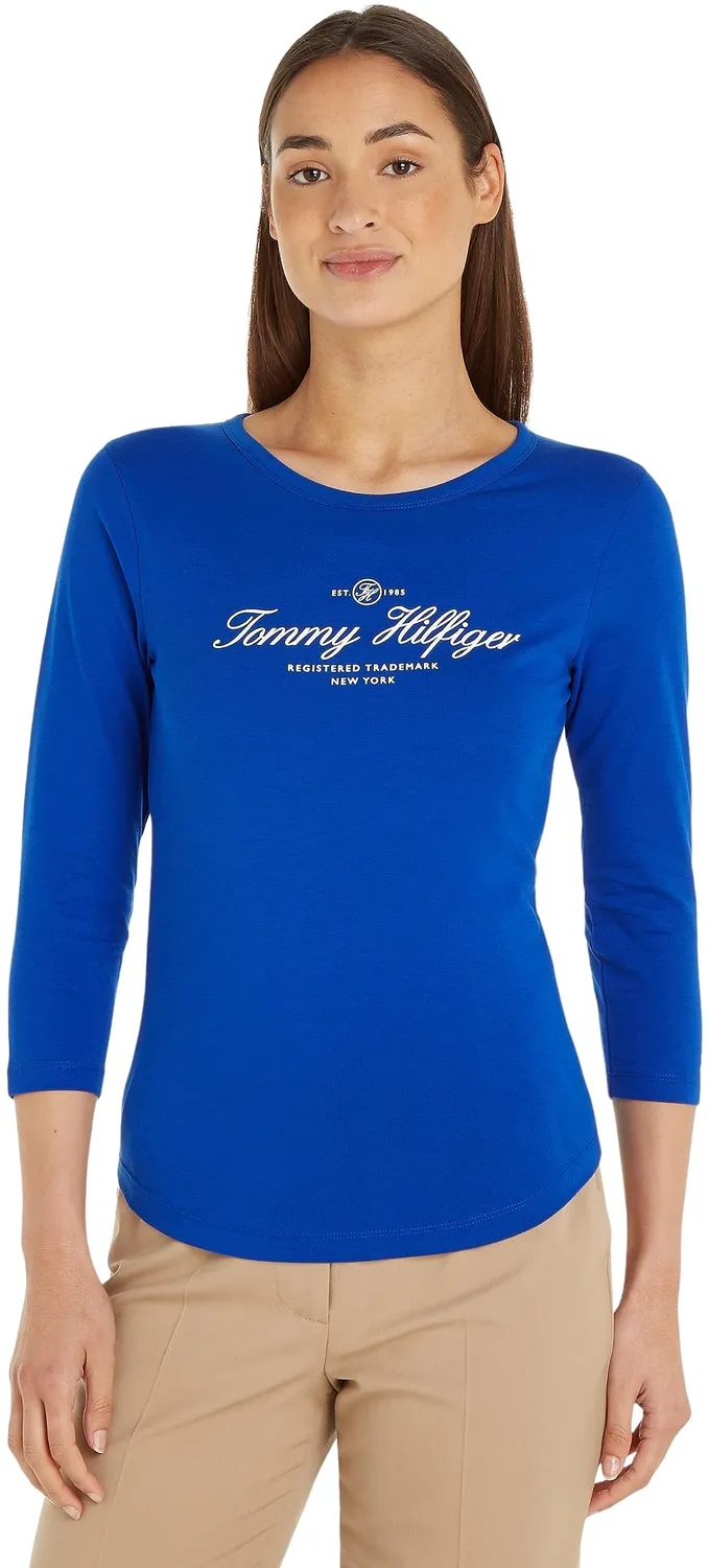 Tommy Hilfiger Open-Neck maglietta maniche lunghe bianca S