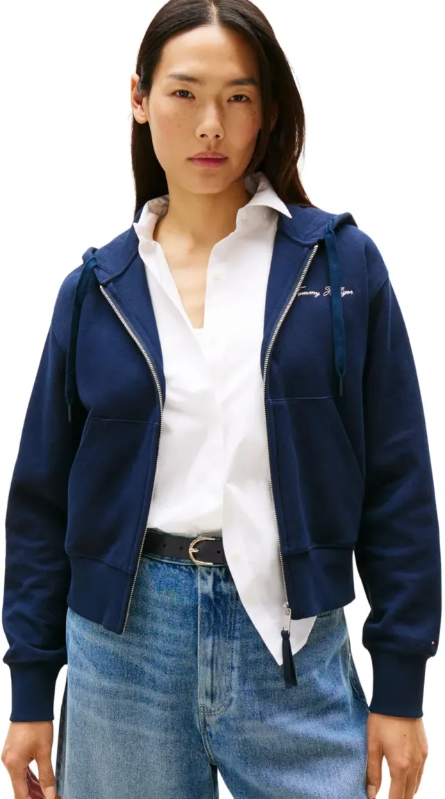 Tommy Hilfiger Script WW0WW45742 Felpa Zip Donna S piquet