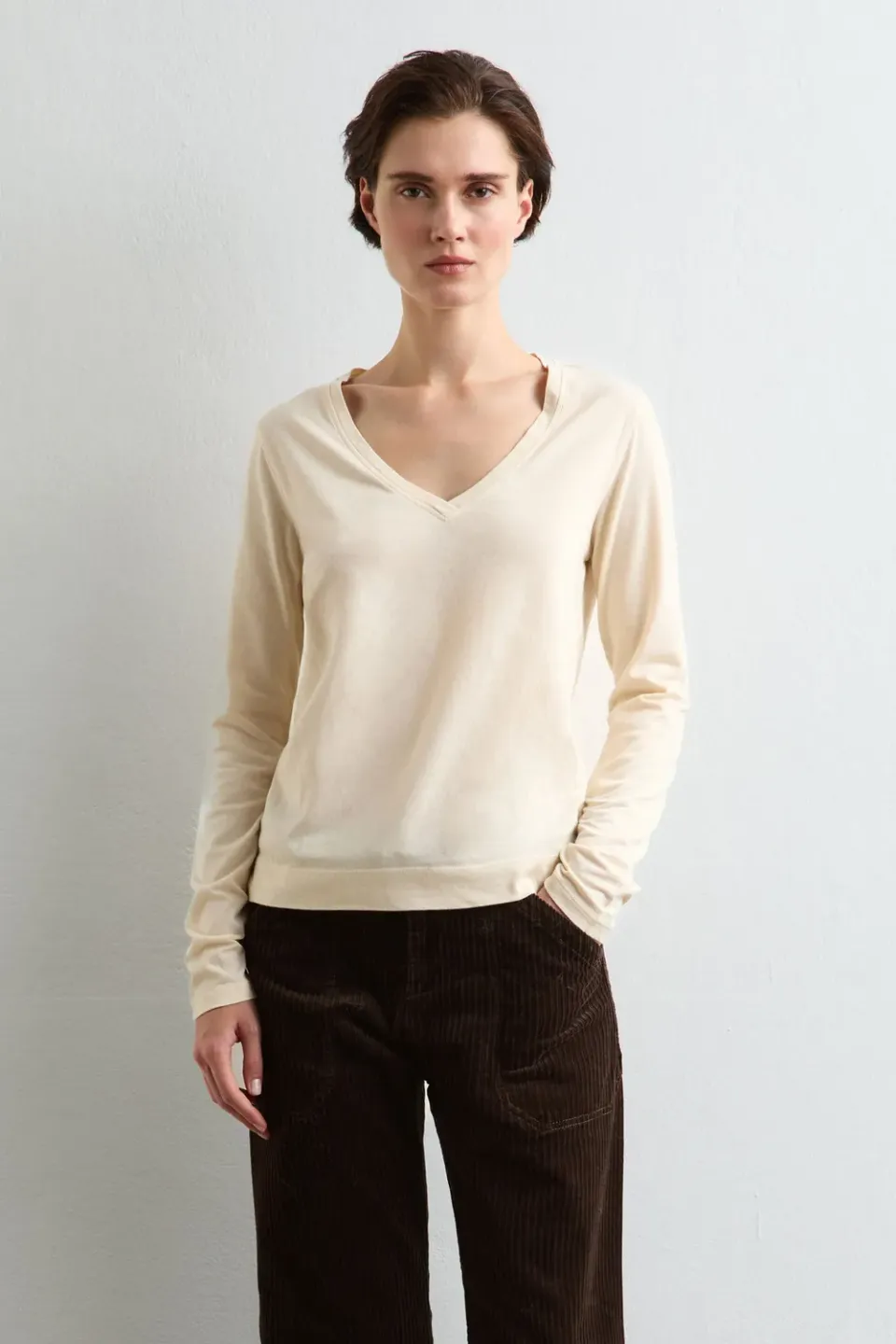 Massimo Alba Leeds t-shirt donna soft white cotone cashmere