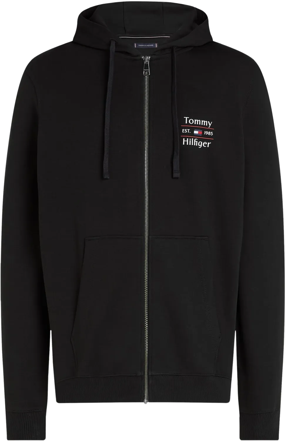 Tommy Hilfiger Stack Felpa Zip Nero Black Uomo Cotone